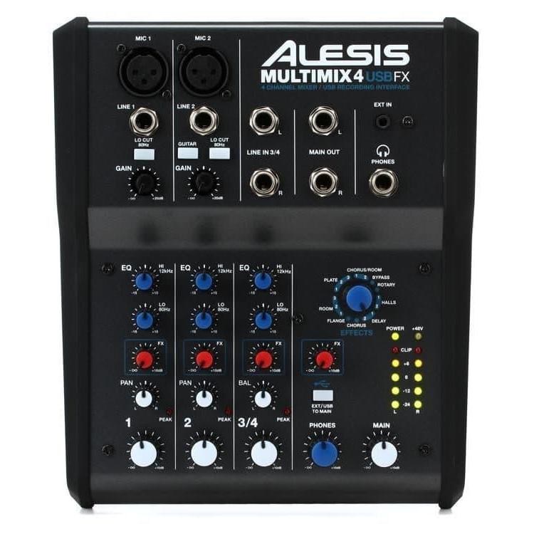 Alesis MultiMix 4 USB FX 4-Channel Mixer with Effects & USB Audio Inte