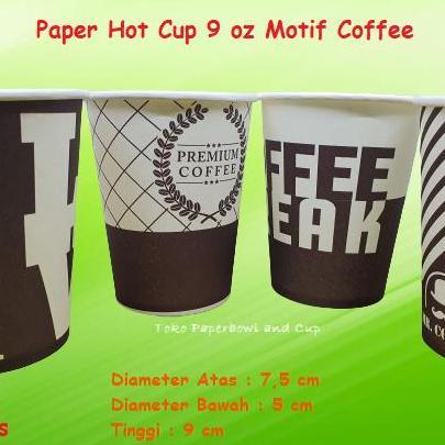 Paper Hot Cup 9 oz 210 ml isi 1000 pcs Motif Coffee