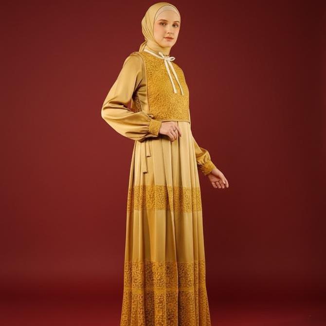 Shafira - Fernanda Dress - Mustard | Gamis Muslim Wanita
