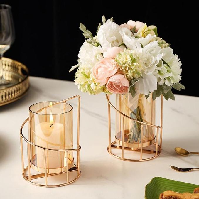 HOT SALE Vas Bunga Gold Besi Nordic Vas Dekorasi Vintage vas bunga besar mewah tempat bunga dan hias