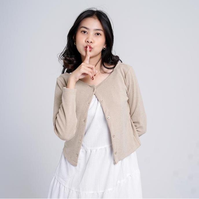 BELININE Cardigan Wanita Lengan Panjang Outer Polos Slimfit Bahan Katun Premium