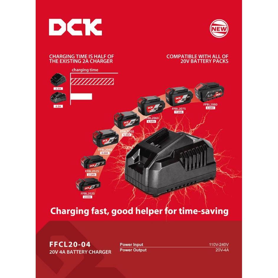 Charger Battery DCK 20v FFCL20-02 gerinda circular saw impact rotary