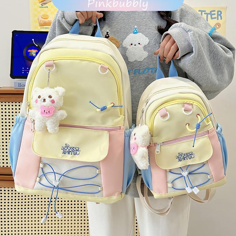 .--Ins Tas Sekolah Pink Kapasitas Besar Tas Ransel Mini Wanita Baru Yang Lucu Pink Tas Sekolah Anak