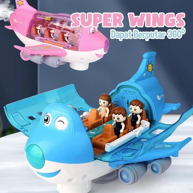 MINISTAR MAINAN EDUKASI VISUAL DAN MOTORIK PESAWAT TERBANG BERPUTAR 360 DENGAN SENSOR, AUDIO DAN LED