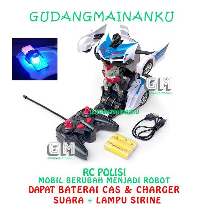 lampu dan suara sirine (pakai baterai cas) mobil remot robot polisi rc remote control ada suara & la