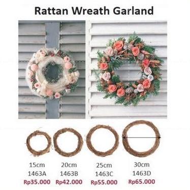 Rattan Wreath Garland- Rotan Ranting Bulat - pajangan natal