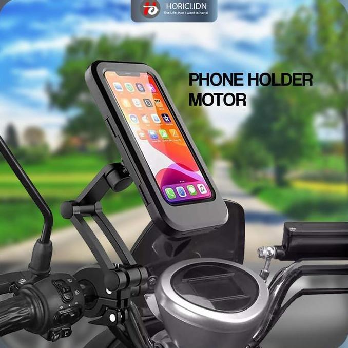 Holder Handphone Sepeda Motor Waterproof Anti Air Phone Stand Motor Matic Bebek Pegangan Penyangga H