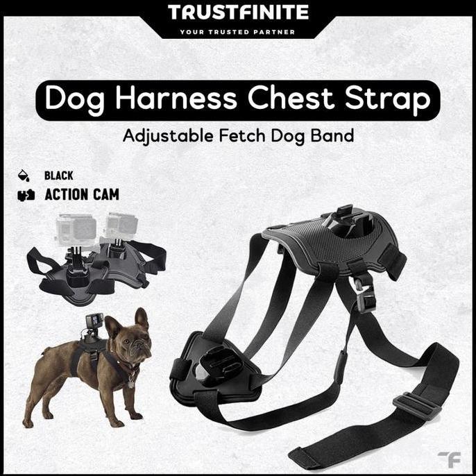 Adjustable Fetch Dog Band / Dog Harness Chest Strap Mount Action Cam GoPro DJI Insta360 Yi Akaso Pro