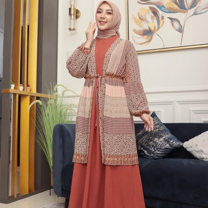 (Ready) New Set Gamis Yasmin Ceruti Motif Plisket Gies Wanita Formal Muslim Nyaman Outer Panjang Cer