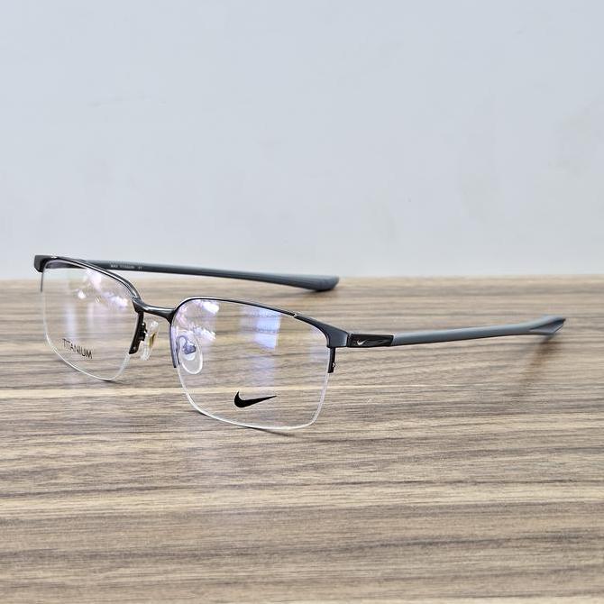 Frame Kacamata Pria Wanita Sporty Kotak Half Frame 6076 57 Half Frame Gunmetal Grey