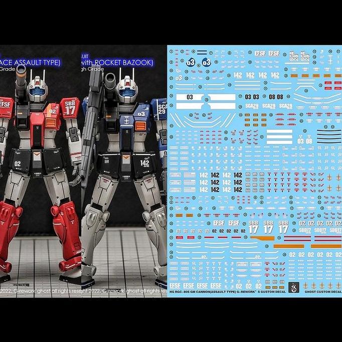 HG GM CANNON SPACE ASSAULT TYPE/WITH ROCKET BAZOOKA WATER DECAL GHOST