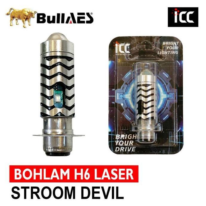 Promo Lampu Motor LED H6 Laser Devil Eye Biru Stroom Laser BULLAES Motorcycle Diskon