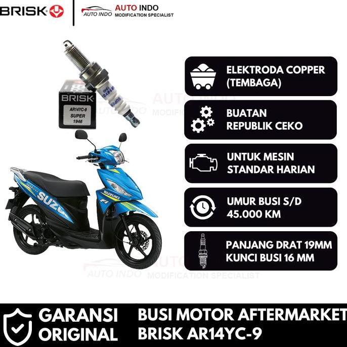 Promo Busi Motor Brisk Copper Racing AR14YC-9 untuk Suzuki Address Diskon