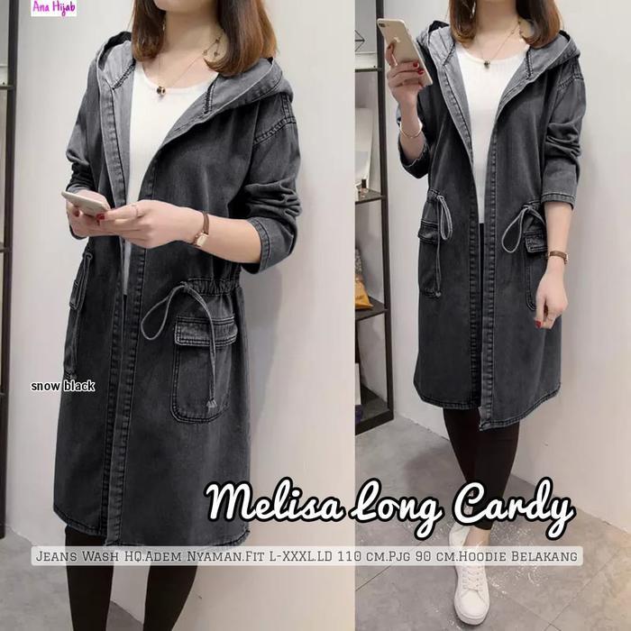 Melisa Long Cardy By Ana Hijab Atasan Panjang Cardigan Jeans Hoodie Wanita Dewasa Korean Style Jaket