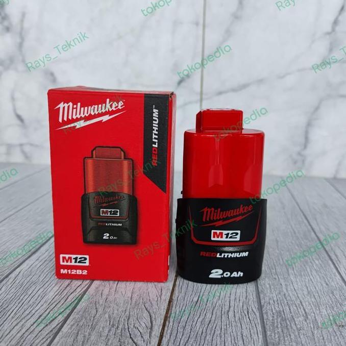 BATERAI MILWAUKEE M12B2 MILWAUKEE BATERAI PACK 12V 2.0AH BATERAI M12 ORIGINAL DAN TERPERCAYA