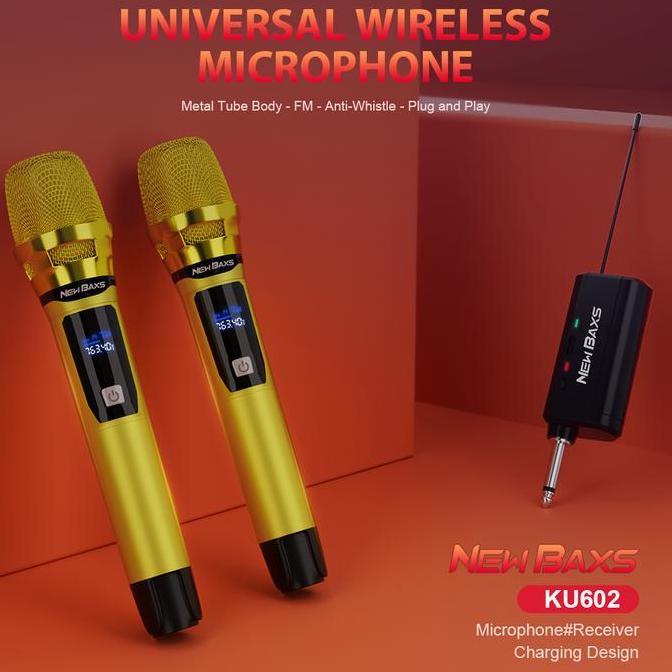 Baritaxxs - NEW BAXS Mic wireless 2 mic murah KU61/KU62 mikrofon nirkabel isi ulang, mikrofon dengan