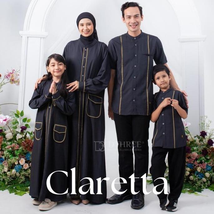 Dthree - Sarimbit Clareta (Jet Black) Sarimbit Couple Keluarga Muslim/Baju Seragam Keluarga/Sarimbit