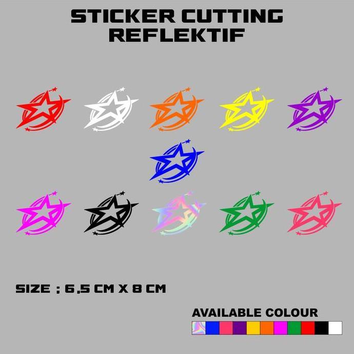 Termurah Cutting Sticker Bintang Variasi Melingkar Keren, Sticker Motor, Sticker Reflective/Menyala,