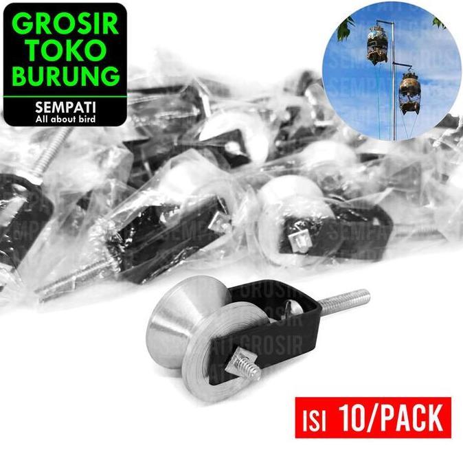SEMPATI GROSIR Roda Katrol Alumunium Kecil Isi 10 Pcs Kerekan Gantangan Gantungan Sangkar Kandang Bu