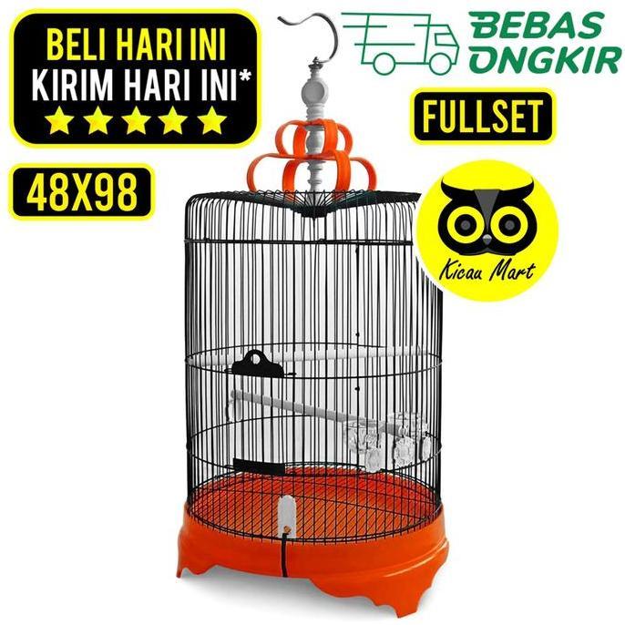 Sangkar murai jumbo fullset diameter 46 cm tebok pvc import besi tebal