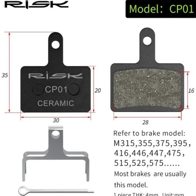 Risk Kampas Rem Ceramic Sepeda Brake Pad Shimano Mt200 Mt400 Mt500