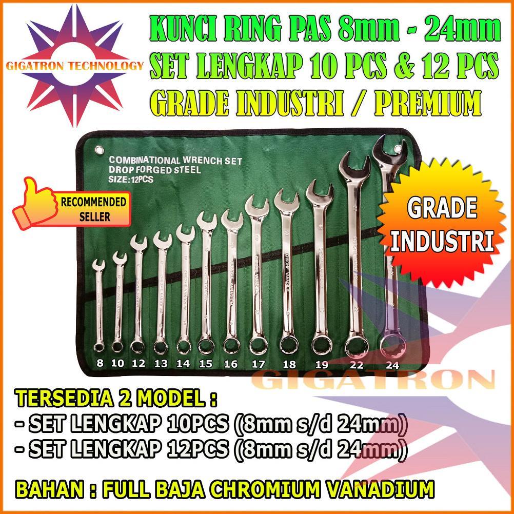 Kunci Ring Pas Set Pas 8-24mm Set 12 PCS Kunci Ring Pas Set Tools Set Kunci Ring Pas 8-24mm Alat Per