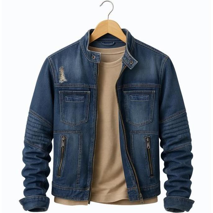 Jaket Jeans Biker Denim Pria Wanita Terbaru