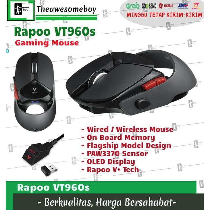 Rapoo Vt960S Dual Wireless Wired Paw3370 Gaming Mouse Oled Display Restock