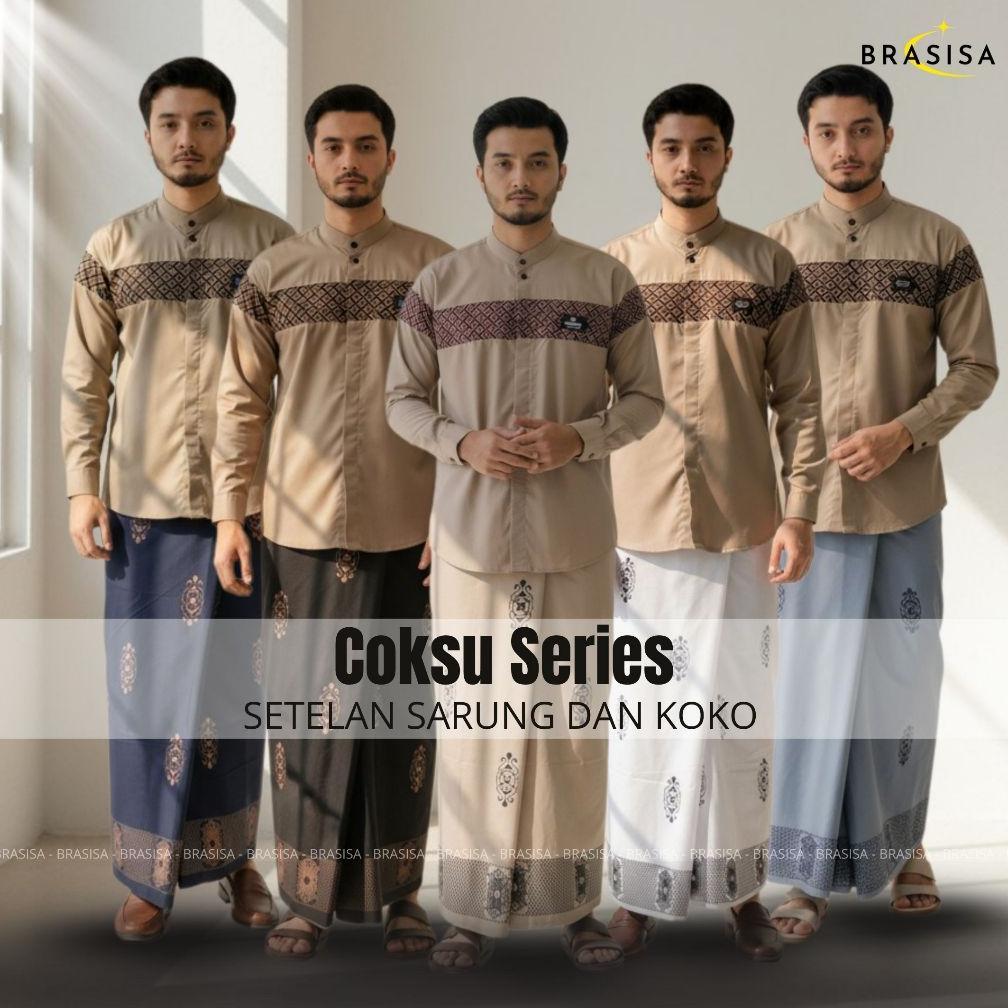 cuci gudang paket sarko set sarung dan baju koko muslim pria lengan panjang satu paket sarung dan ko