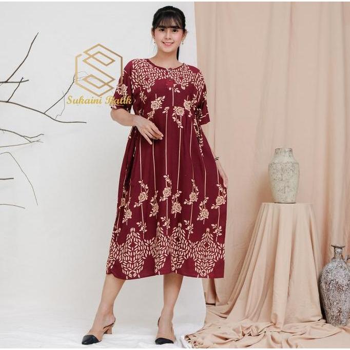 Sukaini Batik Daster Chibi Homedress Batik Rayon Wanita Busui Resleting Standar & Jumbo Adem Nyaman 