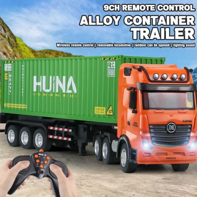 Rc Tru Container Kontainer Huina 1317 118 2.4Ghz 9Ch Semi Alloy Mainan Anak 4Wd