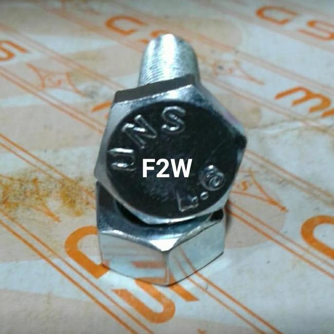 Baut Mur Putih Bmp 3Cm M8X30 Baut + Mur Galvanis 8X30