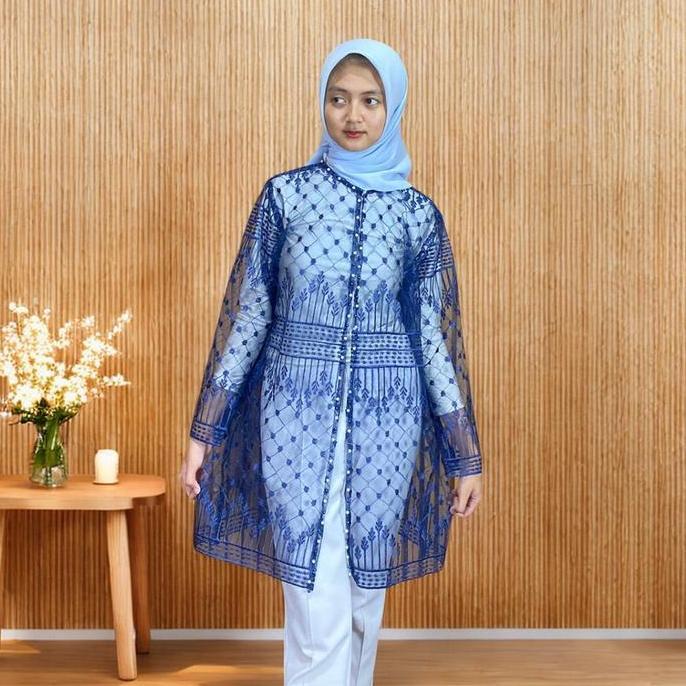 Bgs- Tunik Outer Organza Bordir Etnic / Midi Outer Brukat / Dres Outer Busui / Outer Mewah Dress Kan