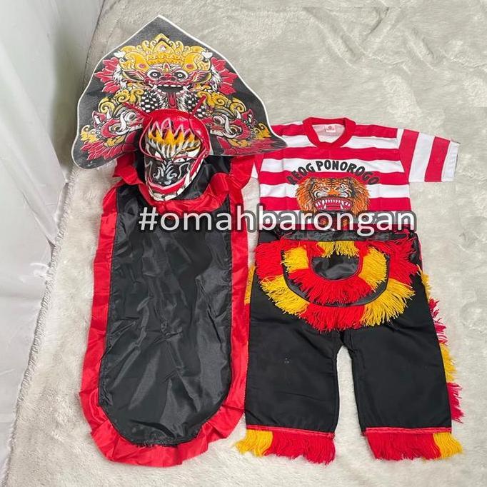 Mainan Anak Stelan Kaos Celana Reog Ponorogo dan Barongan Devil Caplokan Spon Free Embong Kemul