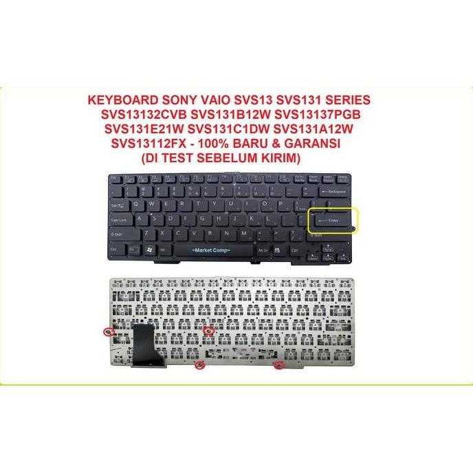 Keyboard Laptop Notebook Sony Vaio SVS 13 SVS131 SVS1313AGXB Baru