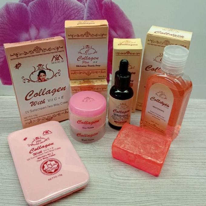 Barufasayah - Paket Lengkap Cream Collagen 6In1- Mencerahkan Wajah - Sabun Serum Toner Cream Siang M