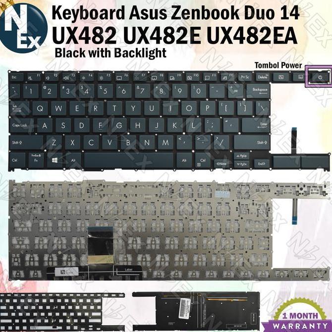 Keyboard Asus Zenbook Duo 14 UX482 UX482E UX482EA Black Backlight