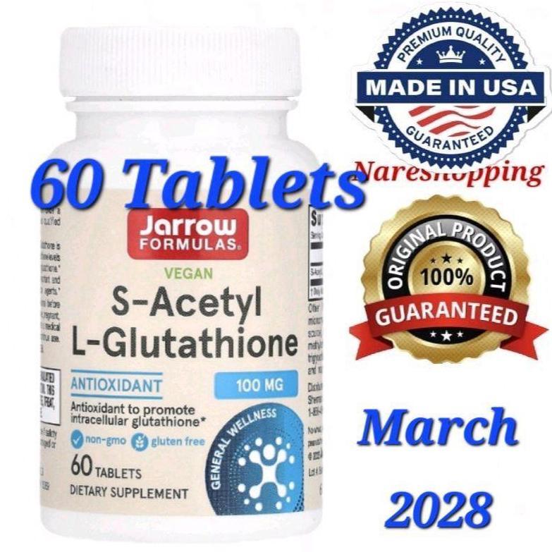 Jarrow Formulas, Vegan S-Acetyl L-Glutathione, 100 Mg, 60 Tablets Vegan Antioxidant To Promote Inter