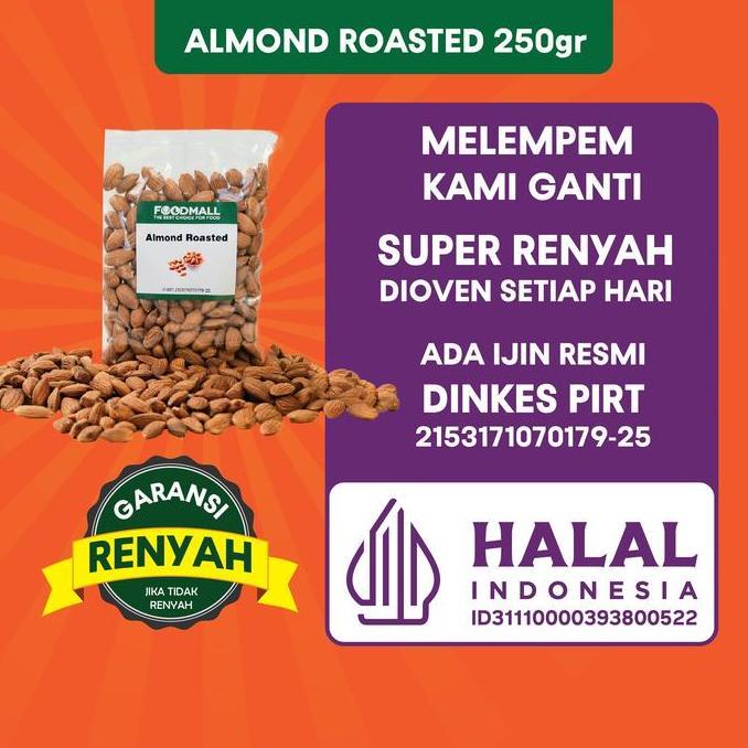 almond roasted 250 gr / almond panggang / roasted almond