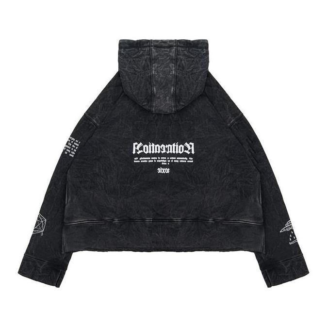 Moxie Hoodie Crop Washed Unfinish Oversize Touch Sweater Pria