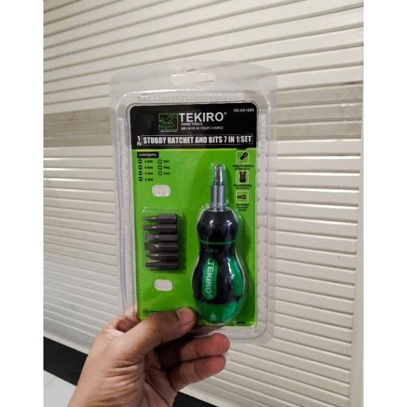 Obeng set tekiro 7 in 1 stuby rachet / obeng tekiro / obeng rachet set