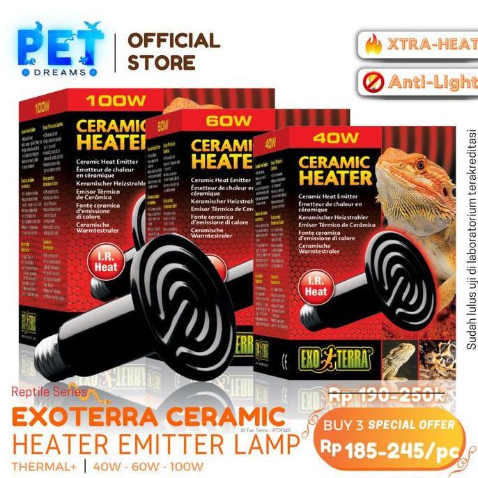 PROMO EXOTERRA CERAMIC HEATER LAMPU KERAMIK PENGHANGAT REPTIL SULCATA