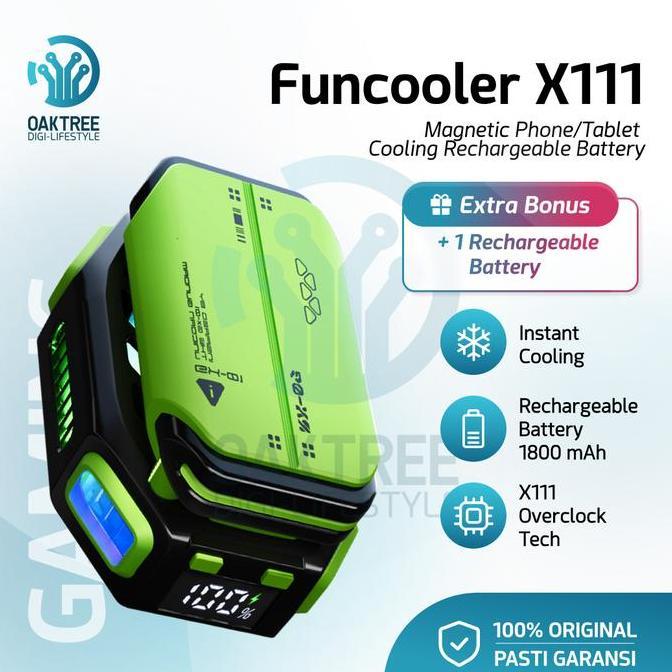 Oaktree Funcooler X111 Fan Cooler Radiator Pendingin HP Tablet Rechargeable Battery