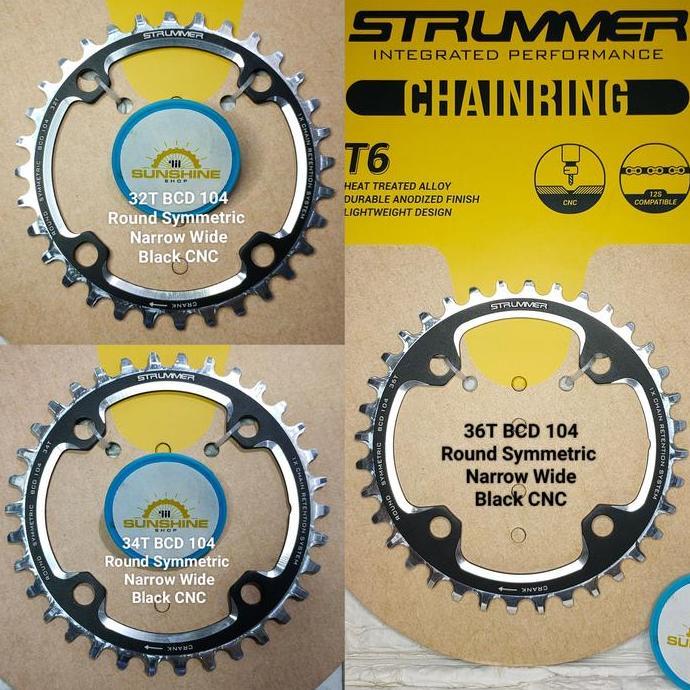 Chainring Crank STRUMMER 32T 34T 36T 38T 40T 42T 44T BCD 104 ROUND Alloy CNC Sepeda BMX Fixie Roadbi