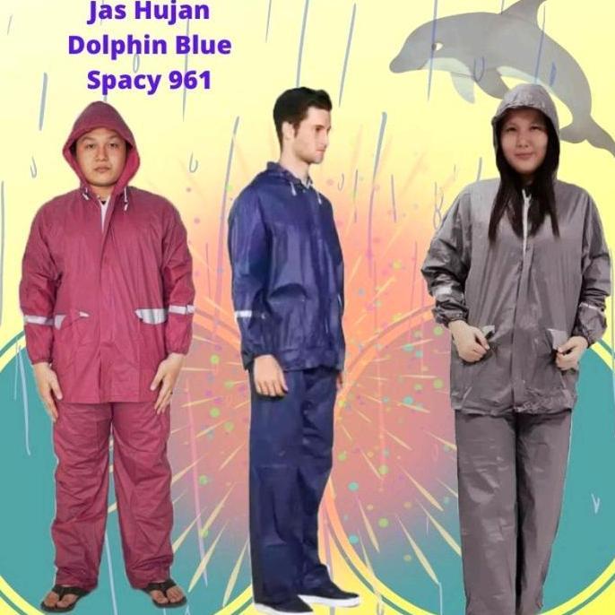 DISKON Jas Hujan Setelan Baju Celana Spacy Dewasa Dholpin Blu 961 mantel Hujan READY STOCK