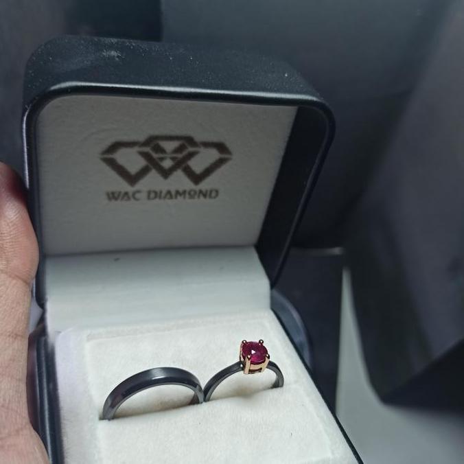 Cincin kawin couple zirconium Emas Ruby