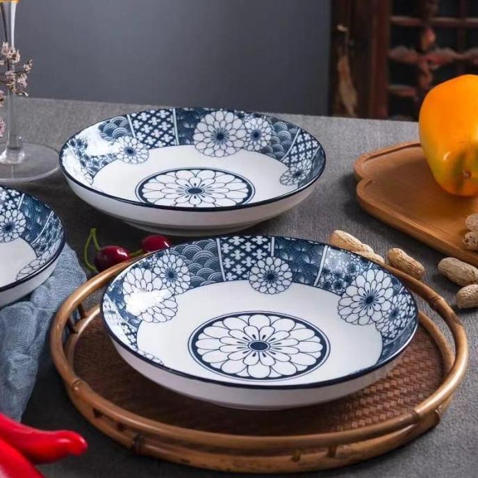 Bestone- Piring Keramik Jepang Motif Blue Dream