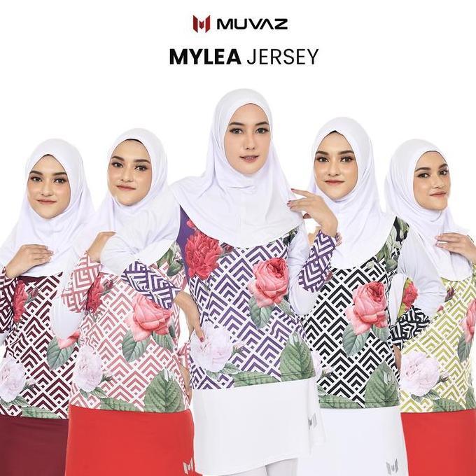 Muvaz Mylea - Kaos Olahraga Muslimah Dryfit Motif Bunga Mawar