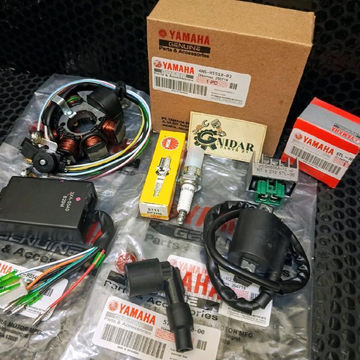Paket Pengapian 6 Item Spull Assy + Cdi Unit + Koil Coil + Kiprok Regulator + Busi + Tutup Busi F1Zr