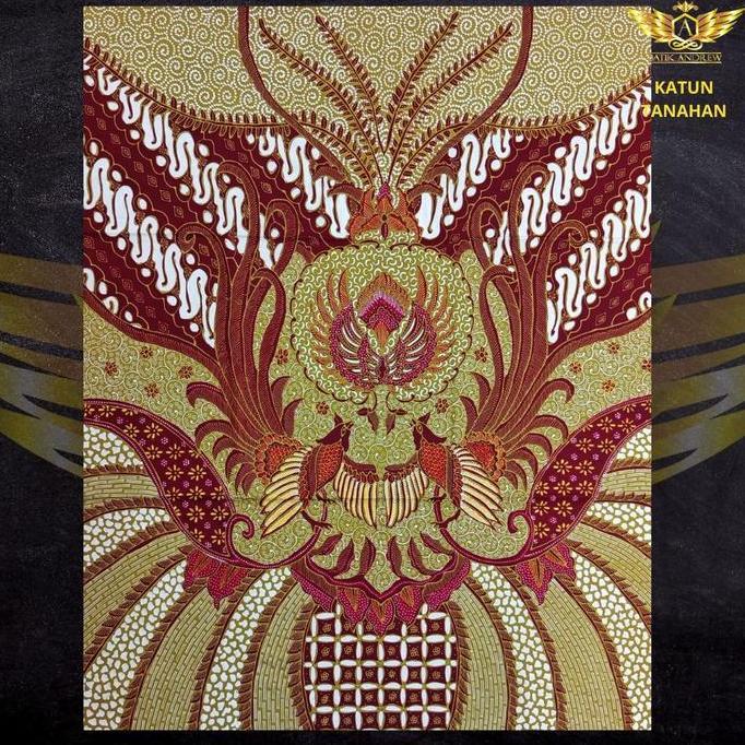 KAIN BATIK TULIS ASLI TANAHAN MOTIF 1 BAHAN KAIN KATUN BURUNG HIJAU MERAH